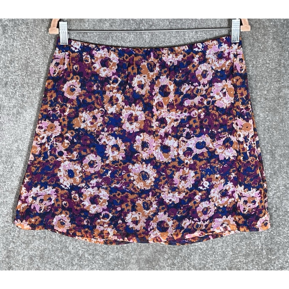 Mossimo Pull On‎ Mini Skirt Womens Size M Pink Floral Abstract Sheer Lined Y2K